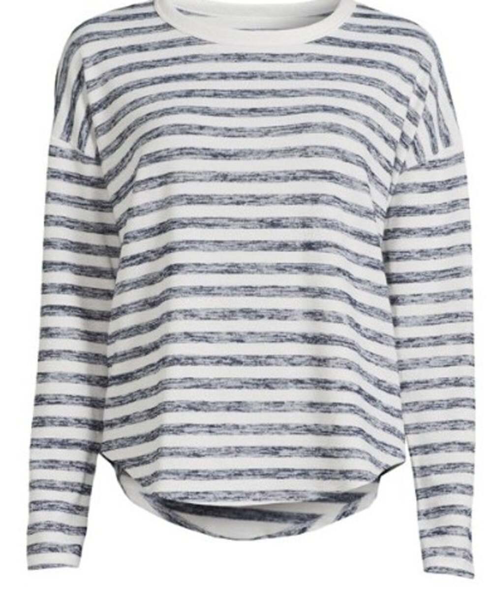 Time and Tru XXL 20 Hacci Knit Blue Cream Stripe Rayon Polyester Blend Top